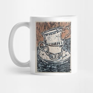 Teacup Woodcut Print Mug